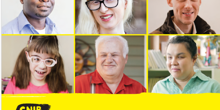 Image of the cover of CNIB’s strategic plan, The Way Forward. It features a collage of photos of people who are blind, Deafblind, or have low vision of different ages, genders, and ethnicities. 