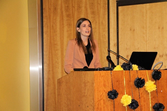 Lindsey Park, Member of Provincial Parliament for Durham and Parliamentary Assistant to the Attorney General speaks at CNIB Guide Dogs graduation ceremony