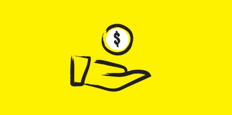 An illustration of a hand with a dollar sign in it. Donate to CNIB.