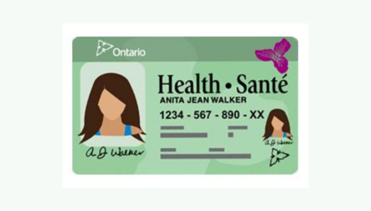 Illustration de la carte santé verte et blanche de l'Ontario. 