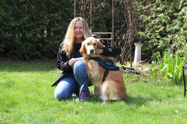 Diane Bergeron with her late guide dog, Carla.