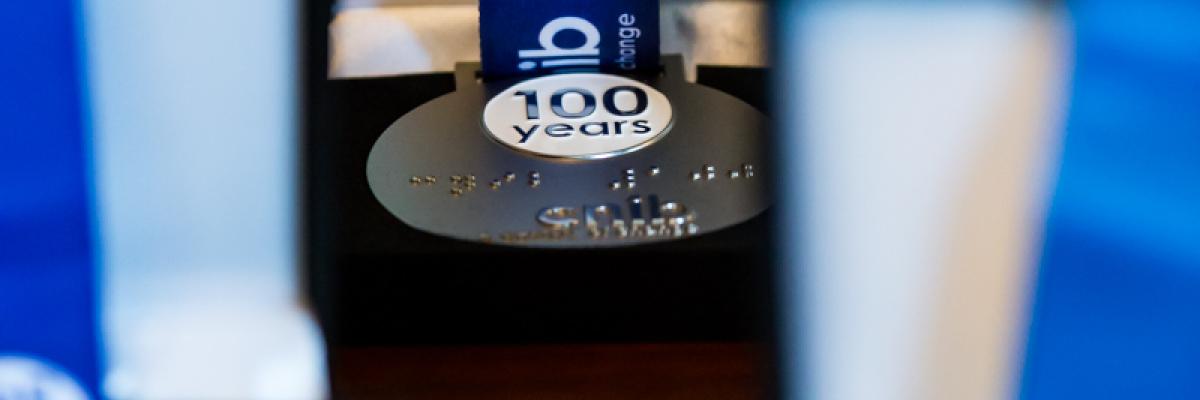 CNIB Century of Change Award medal in its opened box