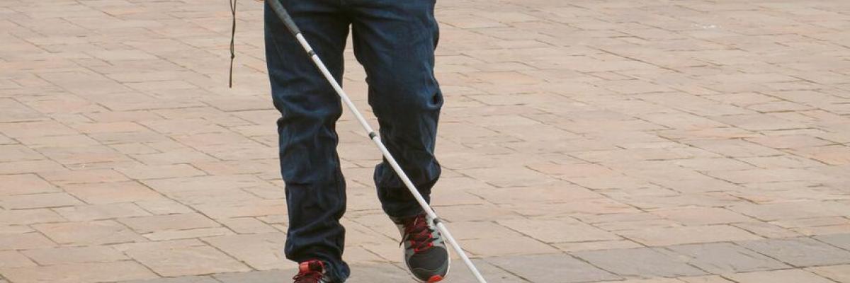 white cane being used outdoors