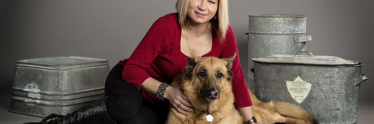 Veronika with her guide dog