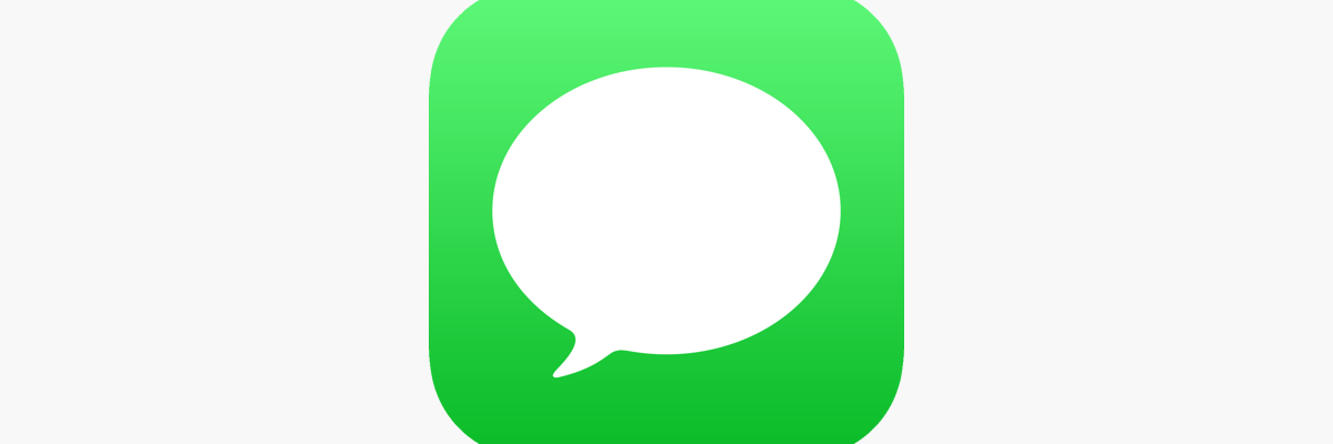 Icône de l'application Message : Une bulle de dialogue blanche dans un carré vert. 