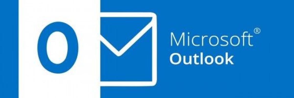 Logo du logiciel Oulook de Microsoft blanc sur fond bleu avec l'icône d'une lettre
