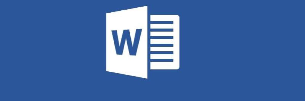 Logo de Word blanc sur fond bleu représentant des feuilles de documents