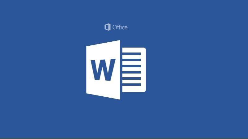 Logo de Word blanc sur fond bleu représentant des feuilles de documents
