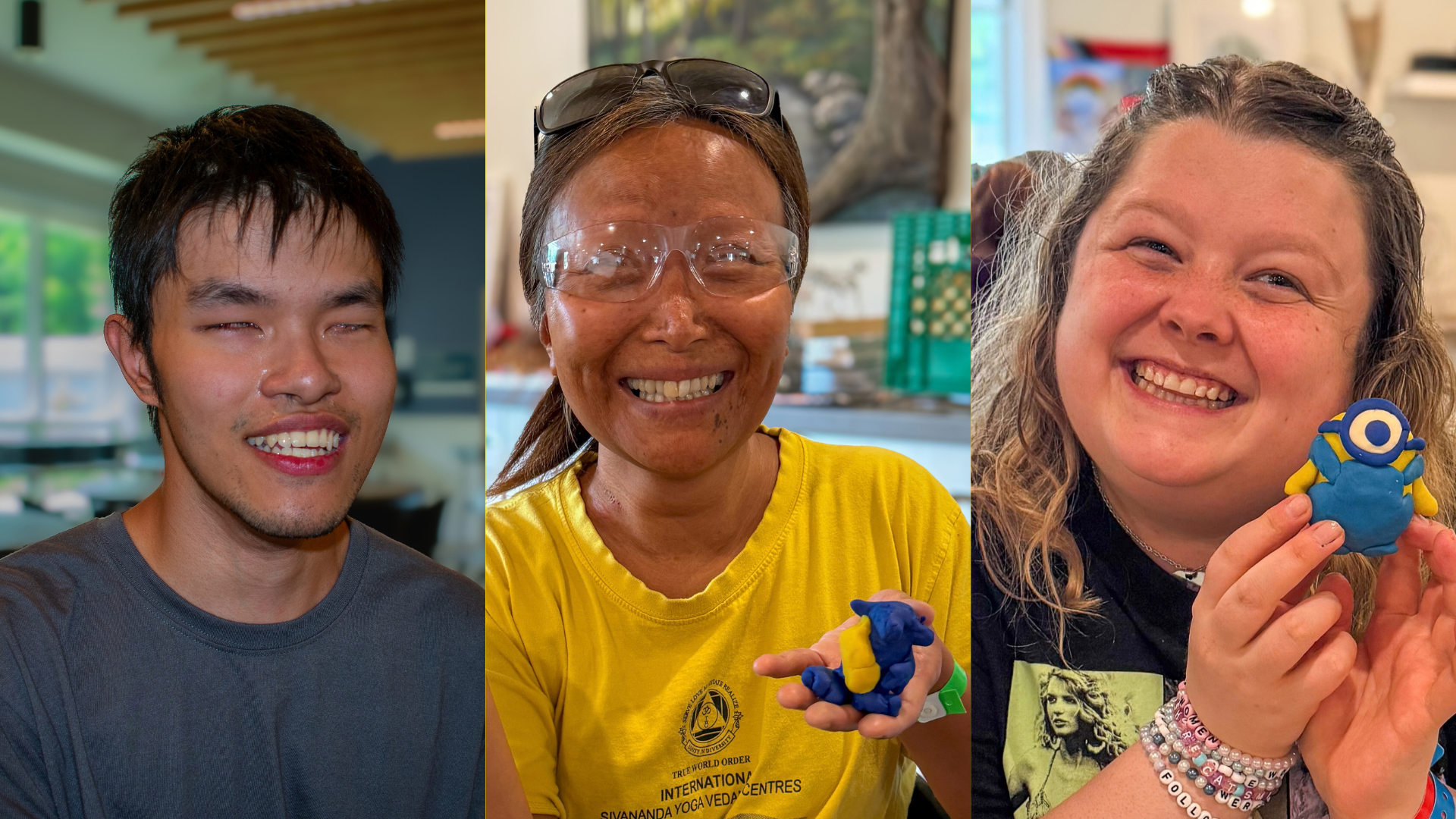 A collage of photos featuring Young Adult Arts Intensive Week participants William, Alicia, and Vivian.