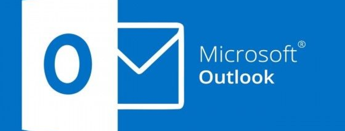 Logo du logiciel Oulook de Microsoft blanc sur fond bleu avec l'icône d'une lettre