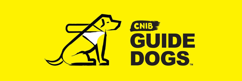CNIB Guide Dogs Logo: A sketch of a dog in harness. Text: CNIB Guide Dogs.