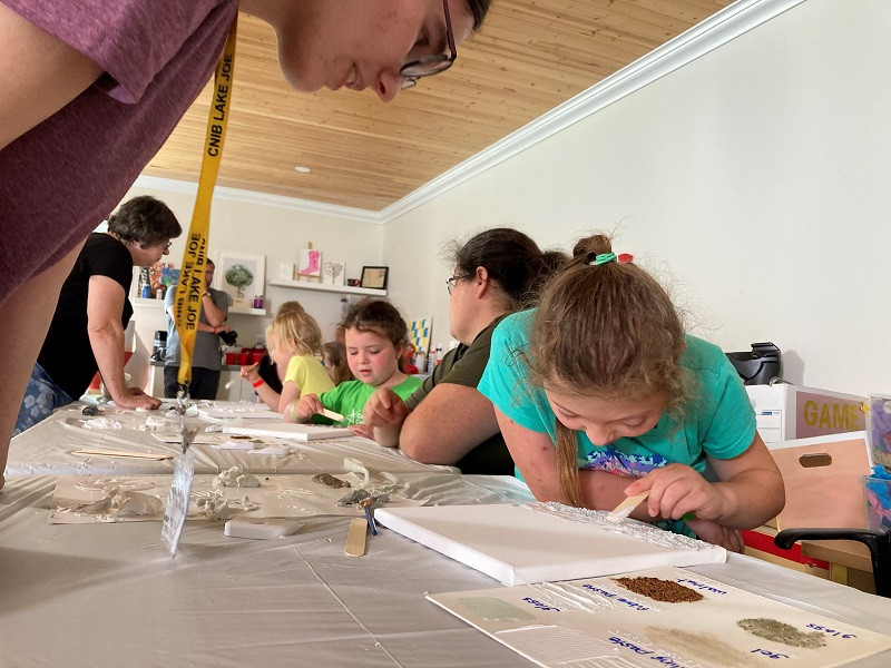 Campeur dans le lac Cours d'art