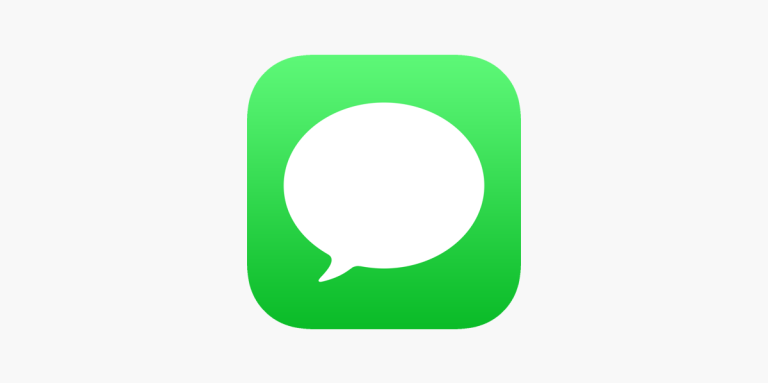 Icône de l'application Message : Une bulle de dialogue blanche dans un carré vert. 