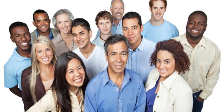 group of smiling employees 