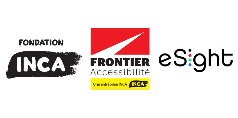 Fondation INCA, Frontier Accessibilite, and eSight logos.