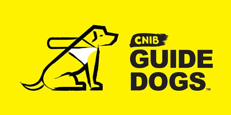 CNIB Guide Dogs Logo: A sketch of a dog in harness sitting next to the words "CNIB Guide Dogs".