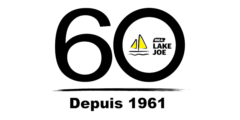Logo Lake Joe INCA 60. Un grand «  6 » et un «  0 » avec le logo du voilier Lake Joe d'INCA à l'intérieur du «  0 ». Texte : Depuis 1961