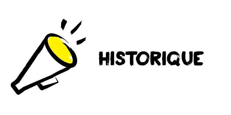 Icône d'un porte voix avec le texte: Historique