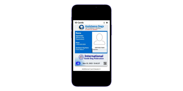 L'écran d'un iPhone affiche la nouvelle carte d'identité numérique ADI-IGDF.