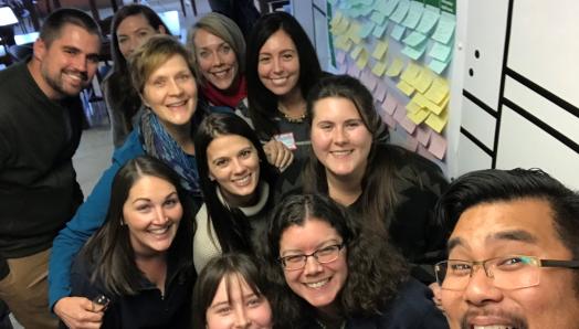 11 CNIB Lake Joe Staff members pose for a selfie-group photo.